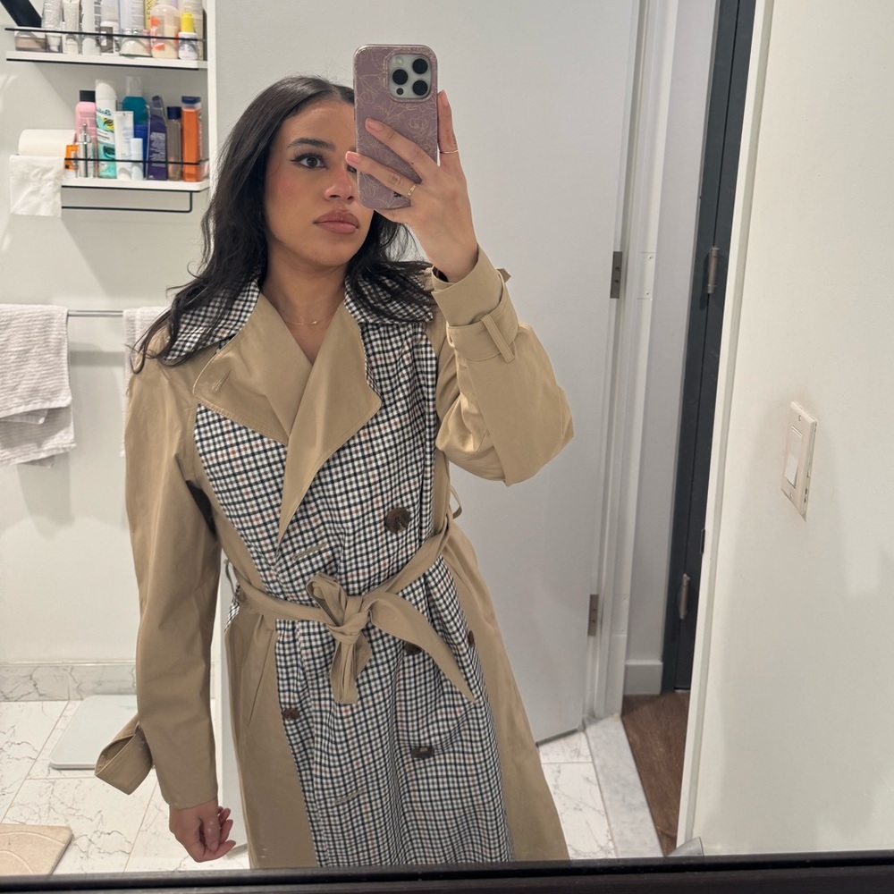 ASOS Beige and Black Patterned Trench Coat
